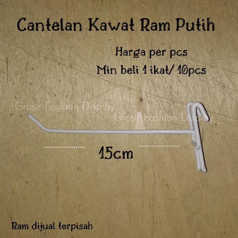 Single ram putih TEBAL 15 cm Hook Gantungan Ram Aksesoris Cantelan Ram Cantolan Ram-BH