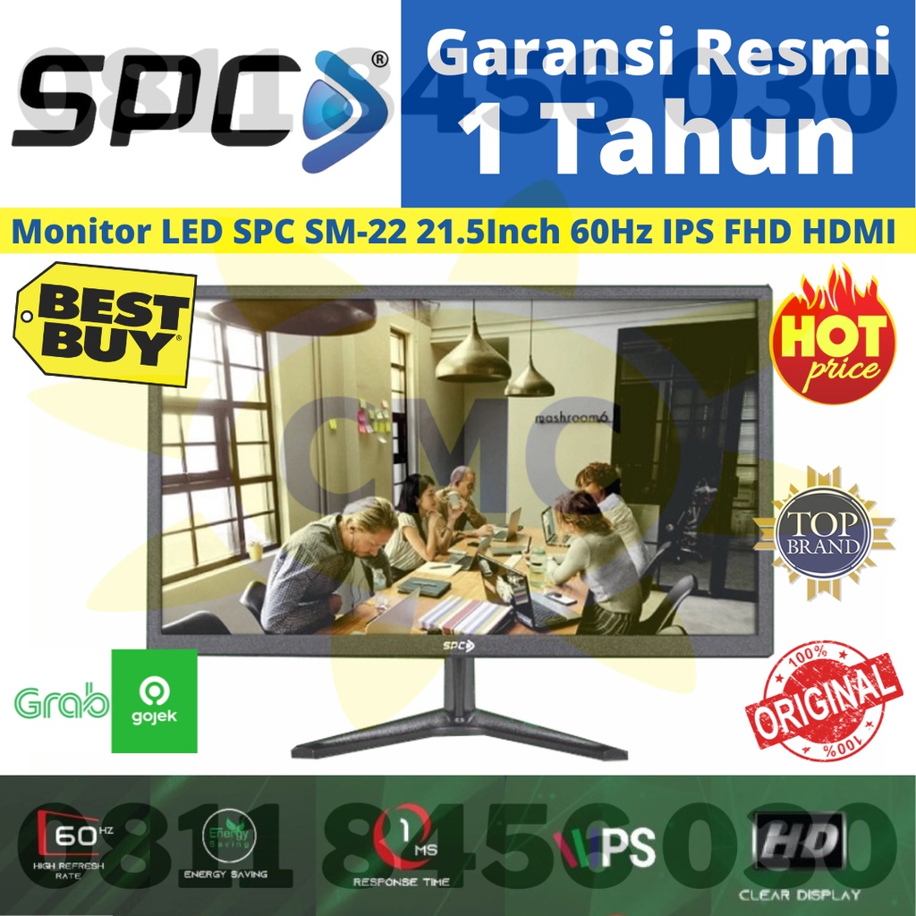 LED Monitor SPC SM 22 SM22 21.5 Inch 60Hz IPS FHD HDMI Resmi