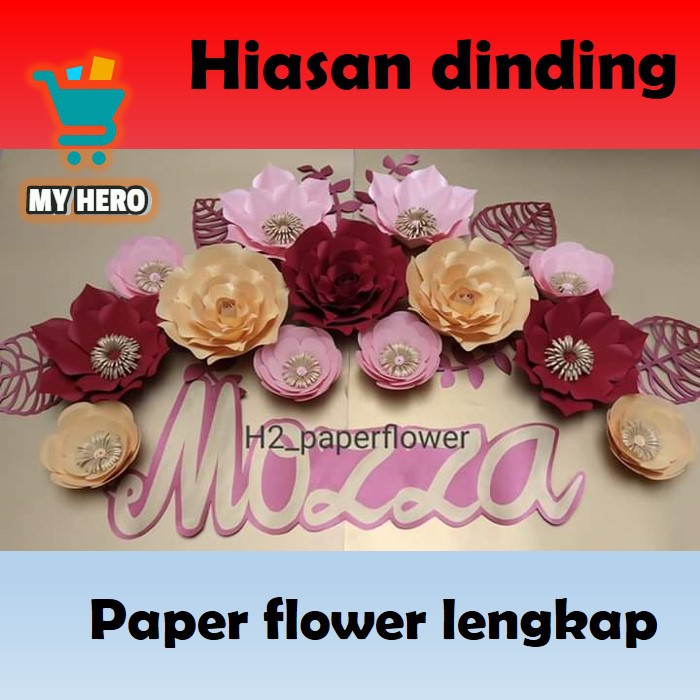 paper flower free tulisan hiasan dinding keren kamar dekorasi lamaran nikahan aqiqah tunangan