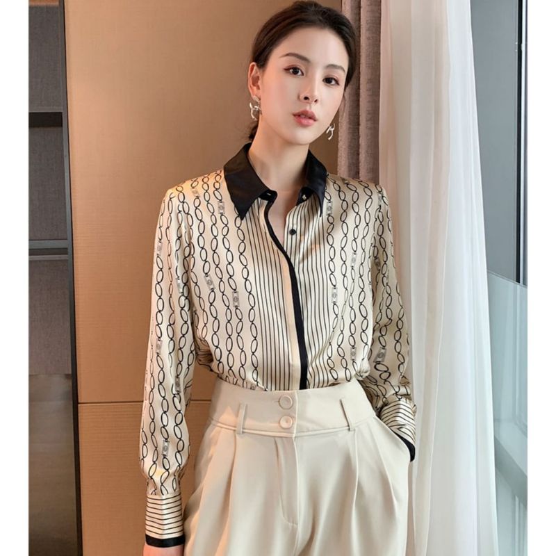 MDLV ~ 2420 Nedella Hidden Button Shirt Kemeja Premium Kemeja Korea Kemeja Import Blouse Premium Blouse Korea Blouse Import Fashion Import