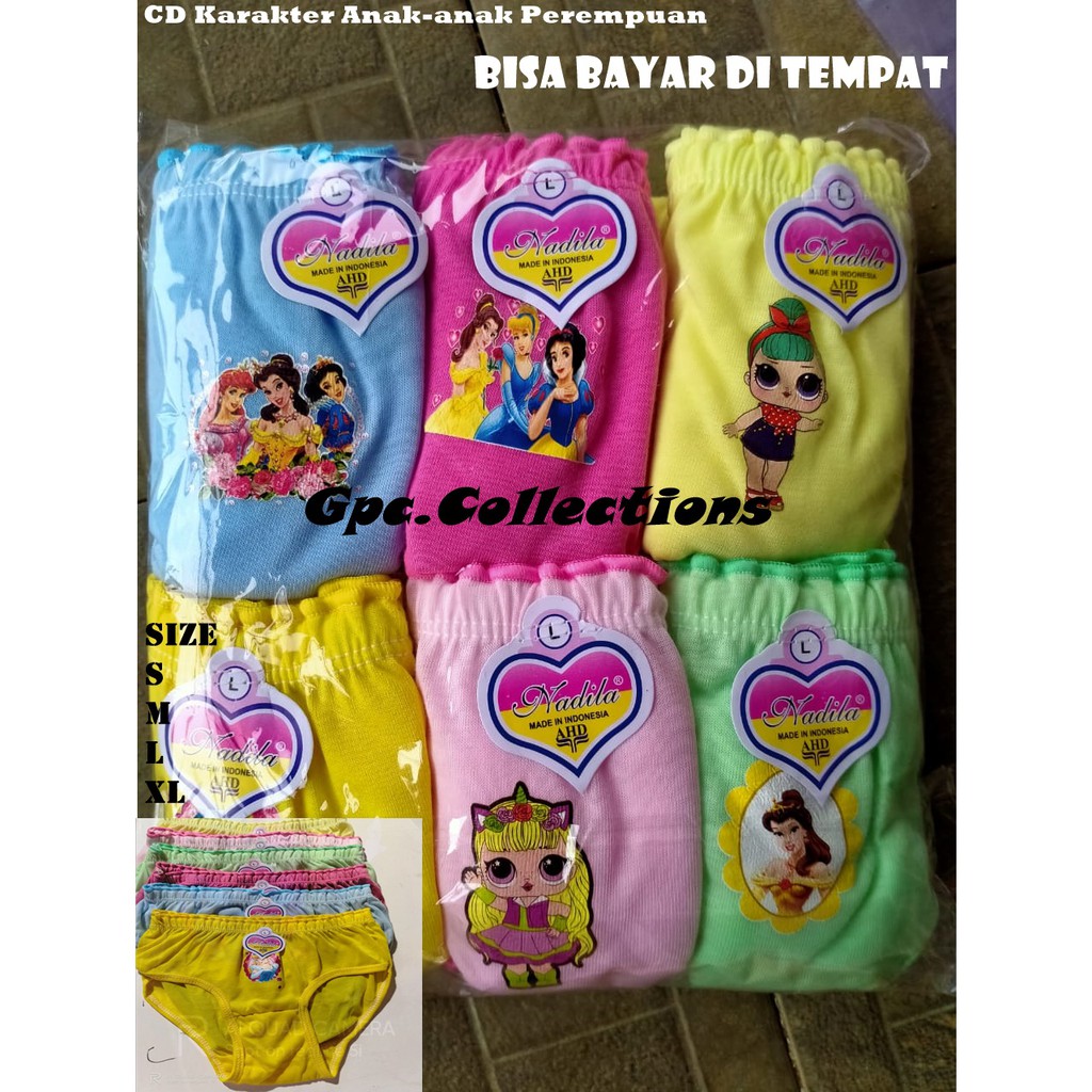 12 Pcs Celana Dalam Anak-anak Perempuan Karakter Nadila  / Underwear Anak Perempuan Karakter Kartun