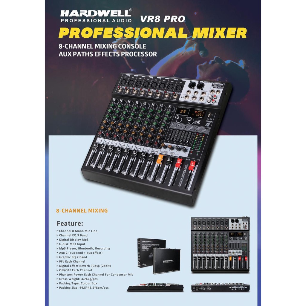 Mixer Audio Hardwell VR 8 Pro Hardwell V 8Pro Hardwell V8Pro Original