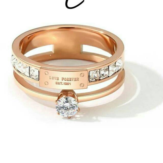 GG Cincin Rose Gold Swaroski Fashion Korea kekinian#CC-106