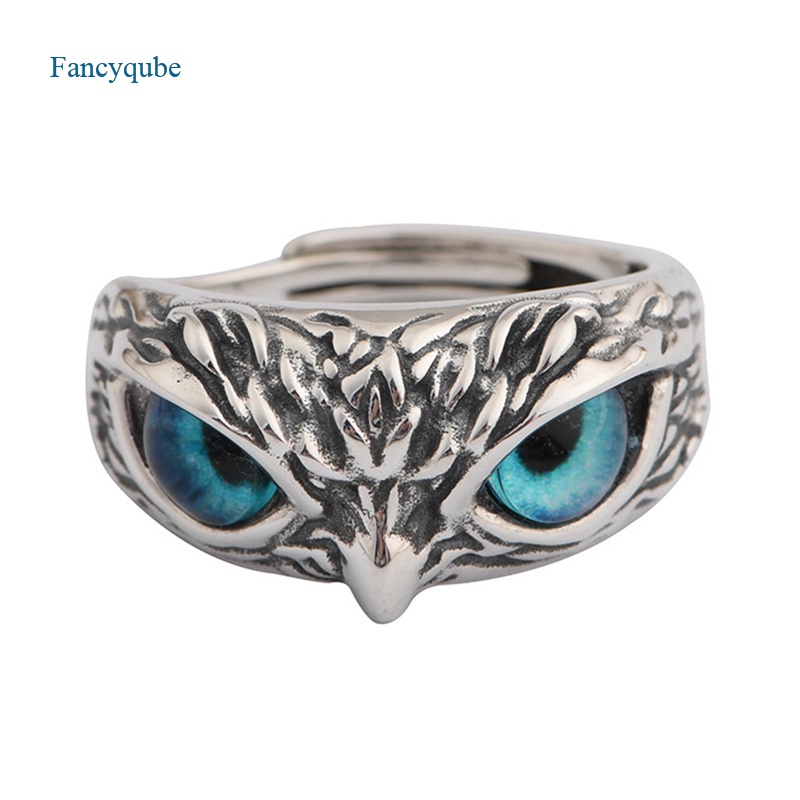 Fancyqube Creative Blue Cat's Eye Owl Ring Foreign Trade Unique Cute Animal Ring