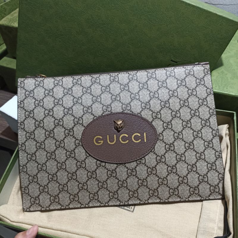 CLUTCH GUCCI NEO VINTAGE GG SUPREME POUCH WANITA