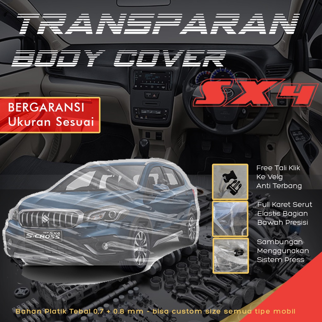 Sarung Mobil Sx 4 Plastik Body Cover Mobil sx4 sx-4 Transparan Bening