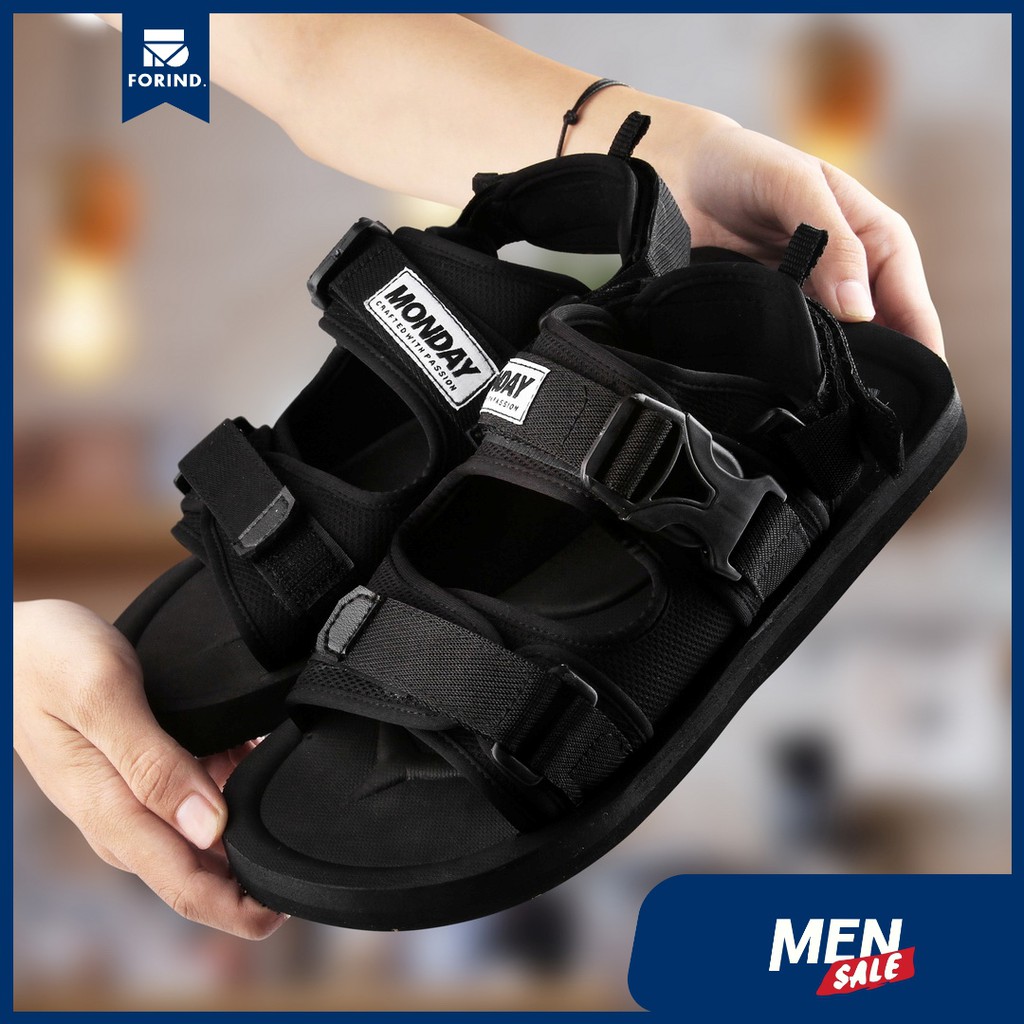 Secre Black | Sandal Gunung Original Kulit Santai Casual Pria Cowok Sendal Ori | FORIND x Monday