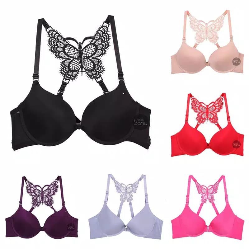 BH Wanita Kupu-Kupu kait Kancing Depan Berkawat / Bra wanita kupu
