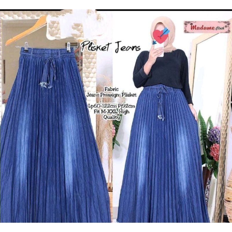 Rok Plisket Levis BAHAN JEANS DENIM Tanpa Rawis