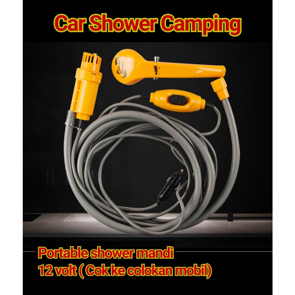 Portable Shower Mandi Camping Outdoor 12V / lighter Shower Set Mobil shower 12 volt / Car Shower