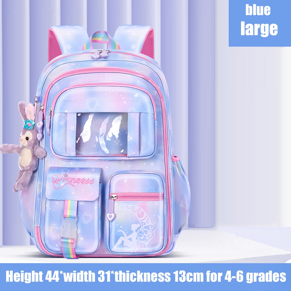 Tas sekolah sekolah dasar baru kulkas samping bukaan ringan tas sekolah berkapasitas besar untuk mengurangi beban tas sekolah anak perempuan impian tas ransel anak cocok untuk kelas 1-6-large blue