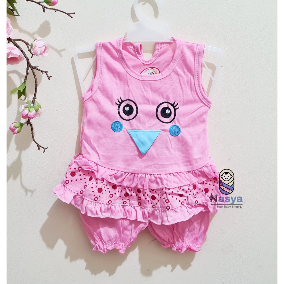 [N-035] NEW ! Setelan Baju Bayi perempuan celana pendek (0-6 bulan)