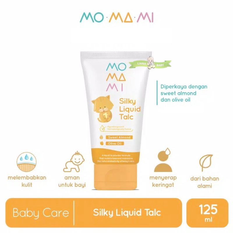 PERA500 BEDAK CAIR BAYI MOMAMI SILKY LIQUID TALC 125 ML exp 02/2024