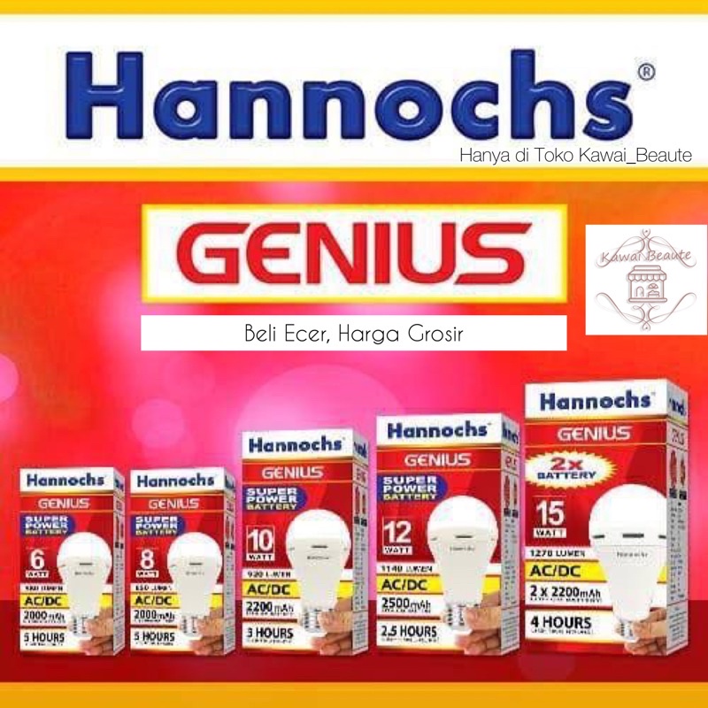 Lampu Emergency Hannochs Genius LED / Lampu magic 6w 8w 10w 12W 15W