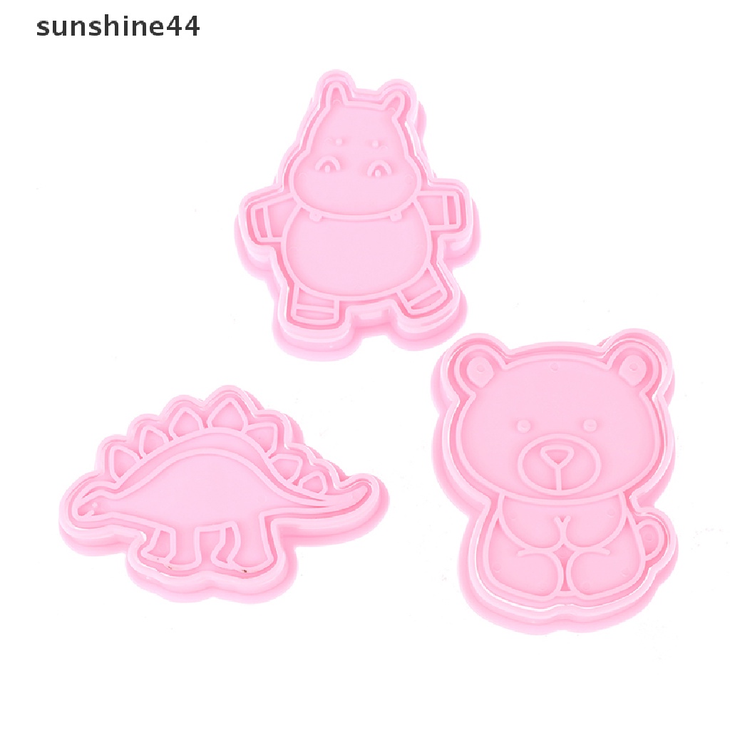 Sunshine 4Pcs Cetakan Biskuit / Cookies Bentuk Kartun Dinosaurus Lucu