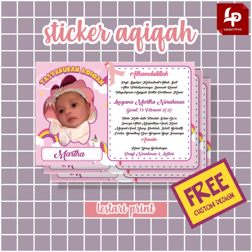 

STIKER AQIQAH PREMIUM MURAH / KELAHIRAN / SYUKURAN / CUSTOM DESAIN GRATIS / LESTARI PRINT