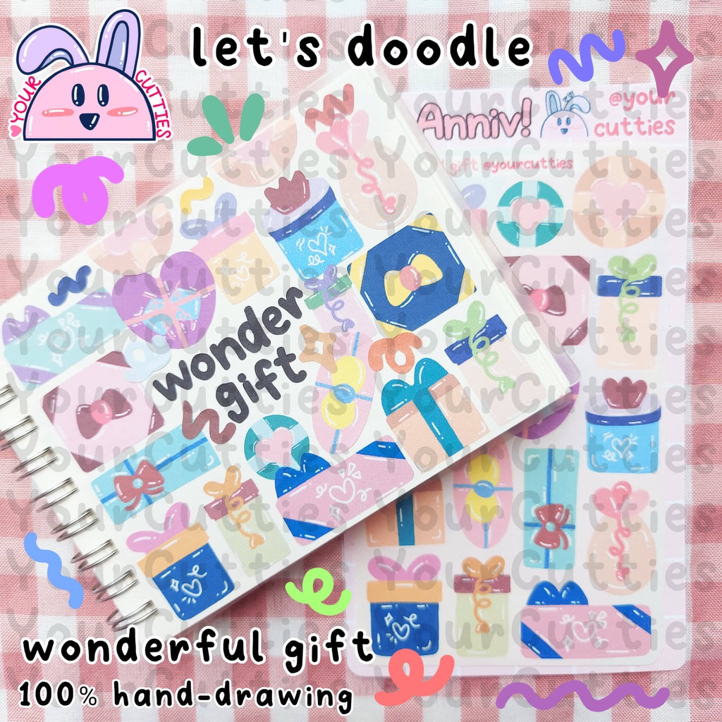 

[SHEET] STIKER WONDERFUL GIFT KADO JURNAL BUJO PLANNER LUCU MURAH