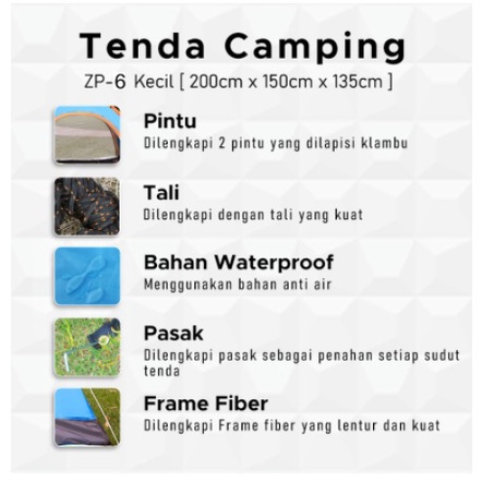 Tenda Gunung Kapasitas 4 Orang Tenda Indoor Tenda Camping Zp 6