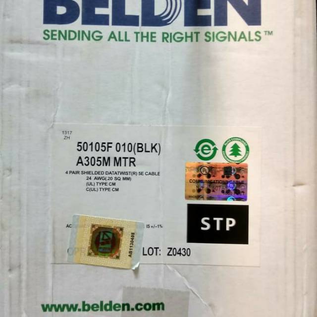 Belden Kabel Lan Outdoor 305 meter STP Cat5e Belden Outdoor CAT5E Tipe 50105F warna Hitam