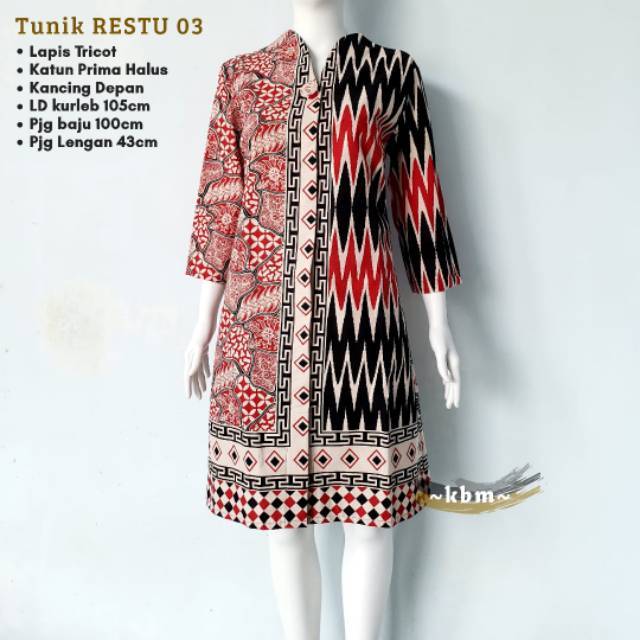 Tunik  Restu lapis tricod dan kemeja restu lapis furing