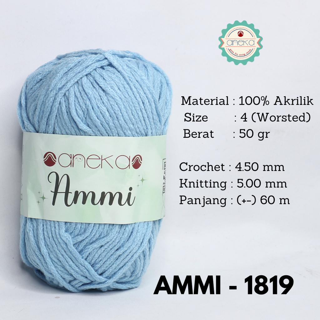 Benang Rajut Ammi / 100% Acrylic / 6 Ply Akrilik - 1819 (Biru)