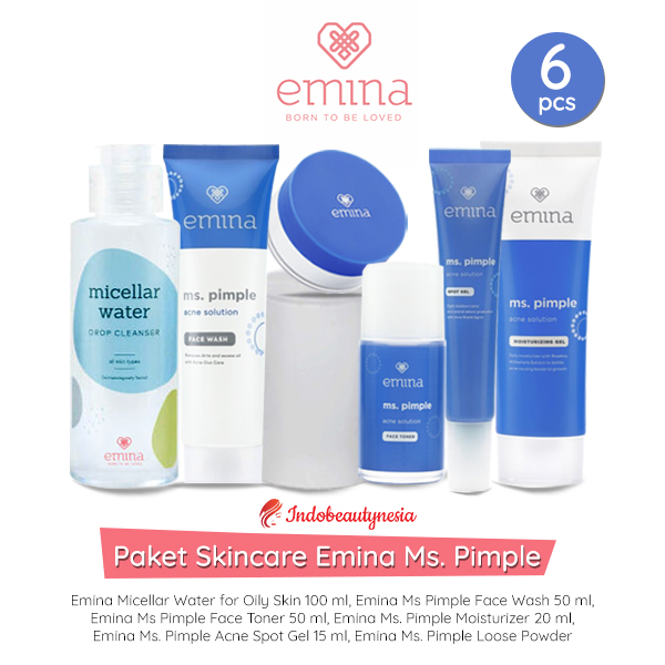 Paket Lengkap Emina Ms Pimple Acne Solution Kulit Berminyak dan Jerawat 6 PCS