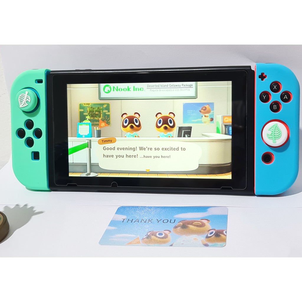 1 Set Silicone Joycon Case Animal Crossing With Caps Analog