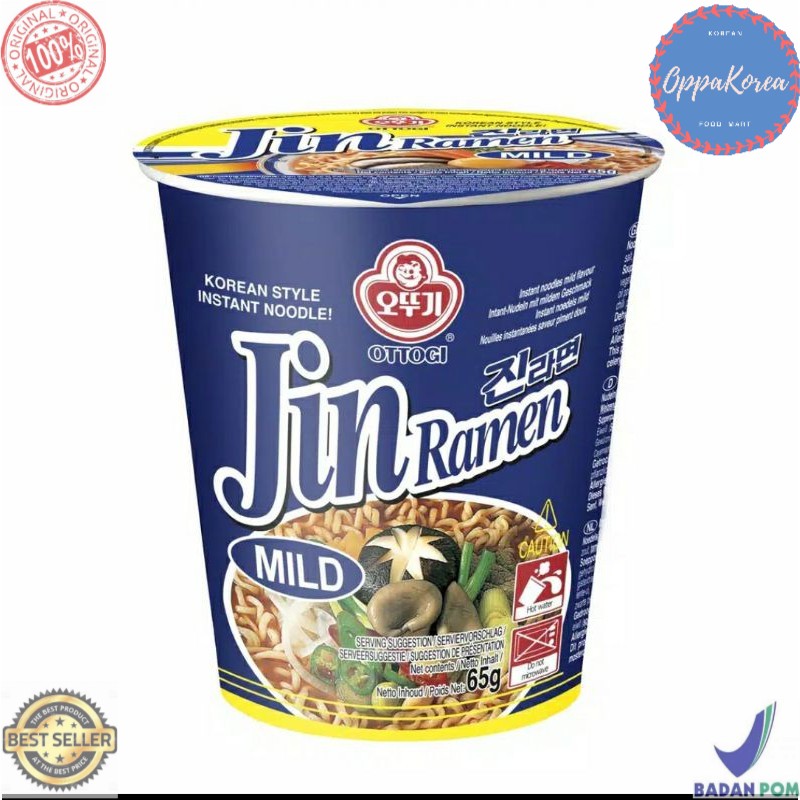 

Ottogi Jin Ramen Mild Korean Noodle Cup 65 gram