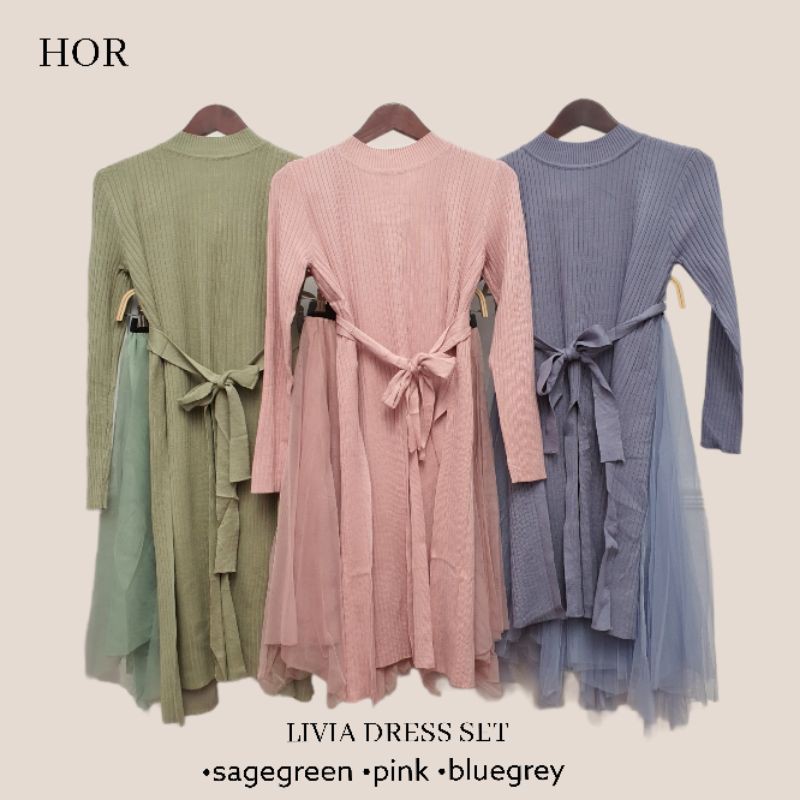 LIVIA SET DRESS ROK TUTU TUNIK RAJUT IMPORT MURAH