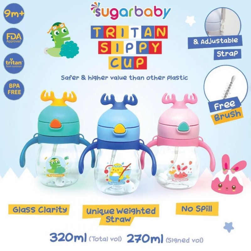 Sugar Baby Tritan Sippy Cup Botol Minum Anak 270 / 320 ml Deer - Pilih Warna