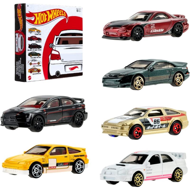 Hot Wheels Japanese Car Culture 6 pack JDM Honda Crx mazda rx7 mitsubishi lancer nissan 300 zx toyota ae 86 ae86 multipack hotwheels hitam putih merah hijau gold kuning new