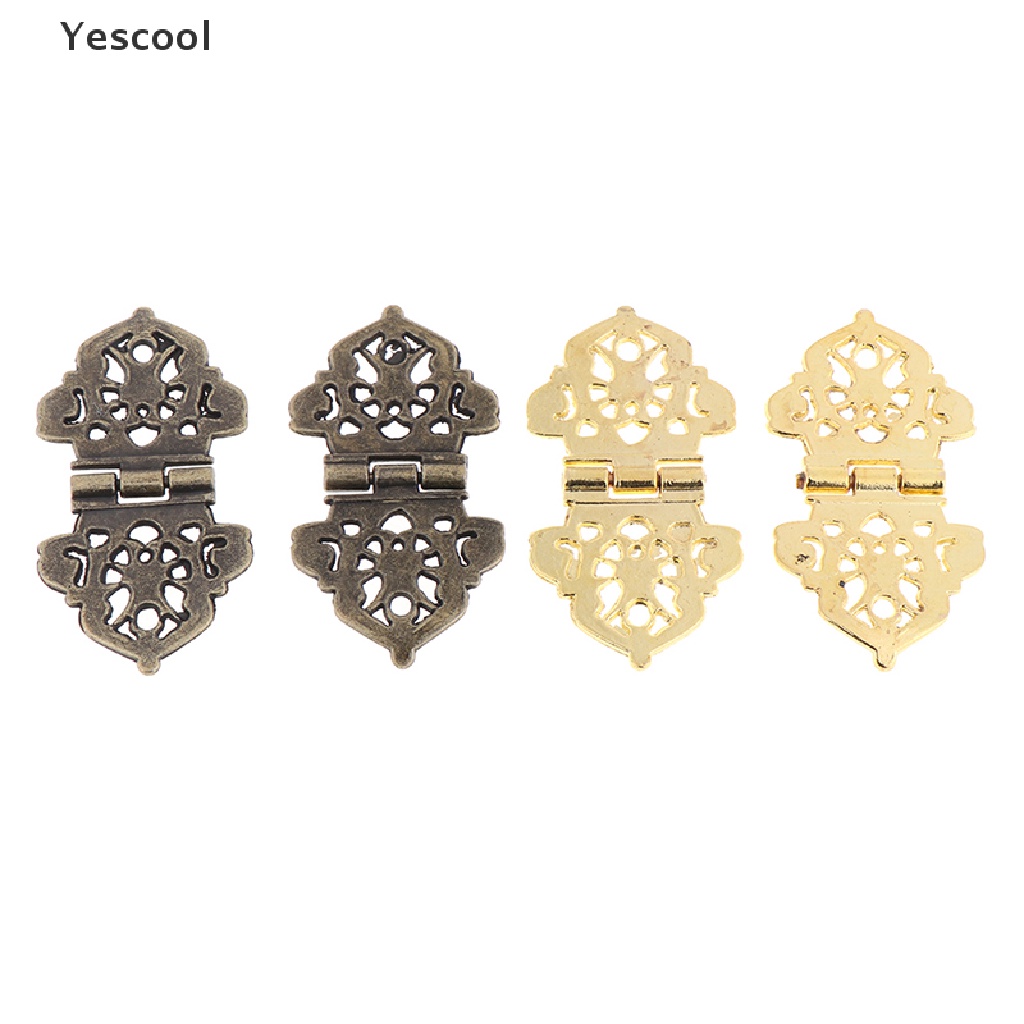 Yescool 2pcs Engsel Pintu Lemari Model Bunga Hollow Bahan Alloy Ukuran 24x54mm