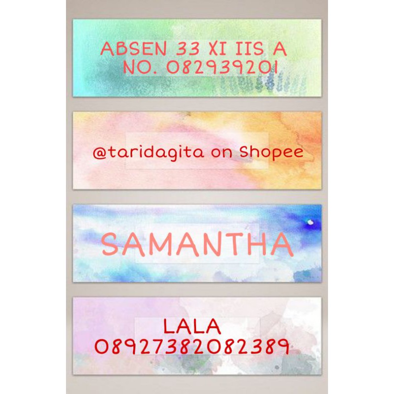 

WATERPROOF LABEL NAMEPLATE STIKER NAMA HIGH QUALITY MURAH ORI POLOS AESTHETIC