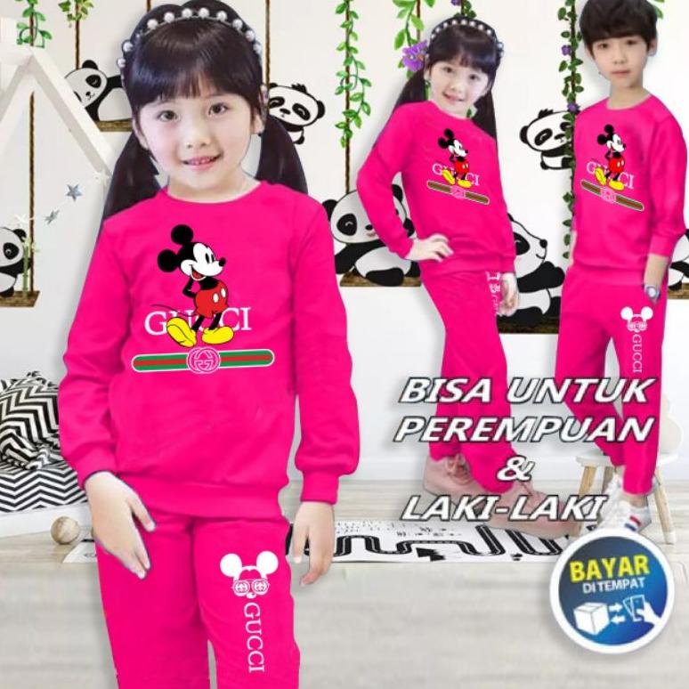 SETELAN ANAK "NEW GUCCI MICKEY"#STELAN BAJU OLAHRAGA ANAK#SETELAN ANAK COWOK CEWEK,SIZE M,L,XL,XXL,X