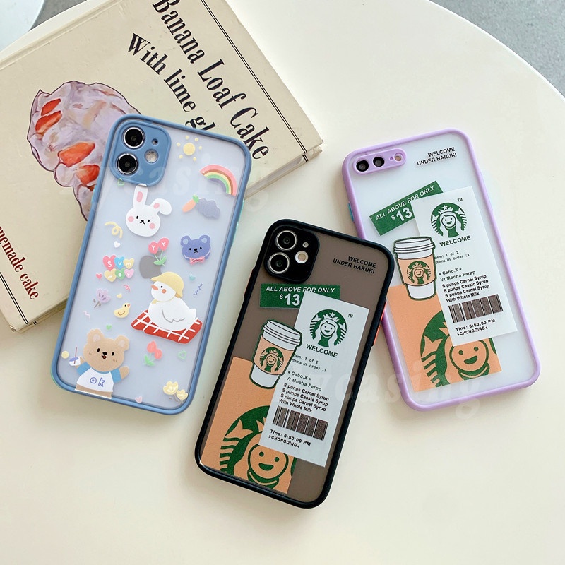 Casing Redmi 10 Note 10 Pro Redmi 9T 9A 9C Note 9S 9 Pro Note 8 Note7 Xiaomi Poco X3 Pro M3 Cute Cartioon INS Creative Starbucks Pattern Matte Case