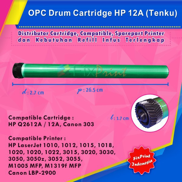 OPC Drum Toner Cartridge Tenku HP 12A Q2612A Canon 303  HP LaserJet 1010 1012  Murah