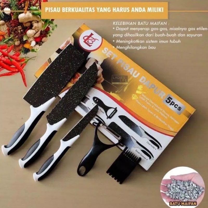 Pisau Dapur set 5pcs/Pisau Dapur premium set 5pcs