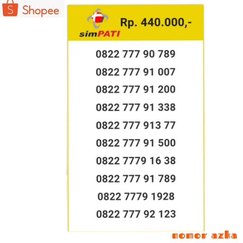 Nomor Cantik Simpati triple 777 aabb 2277 rapi 0822 777 9x xxx