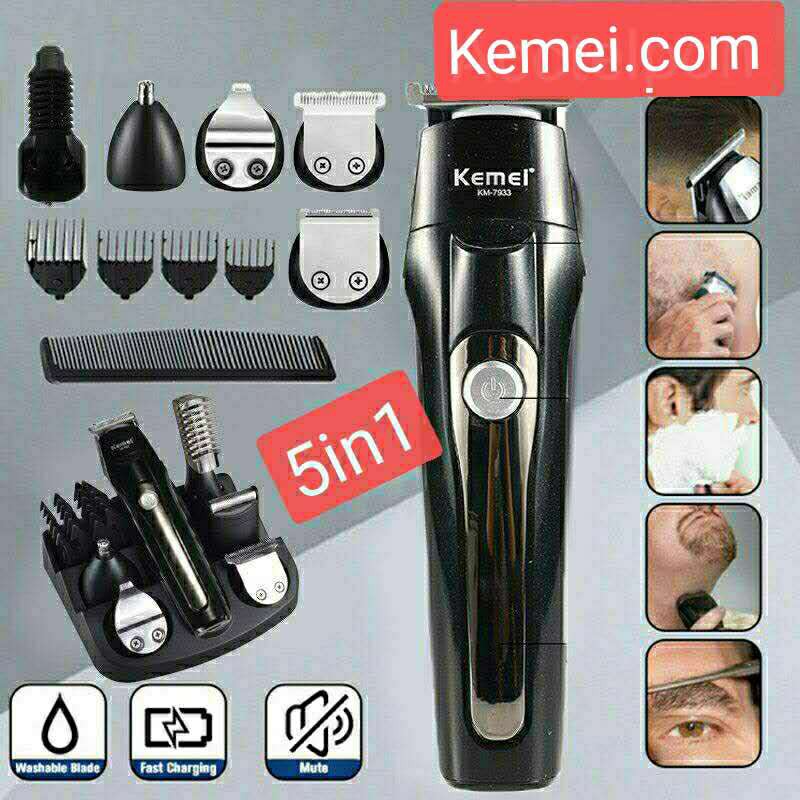 Kemei Km-7933 5in1 Mesin Pemotong Rambut/Bulu Hidung/Jenggot Elektrik