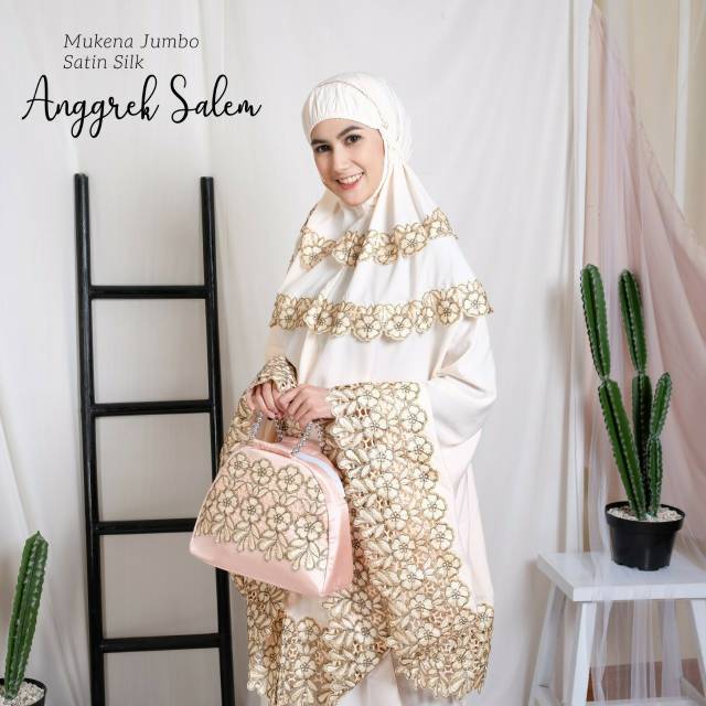 Mukena Jumbo Dewasa Satin Silk Anggrek | Mukena Super Silky Adem | GROSIR MUKENA BALI MURAH