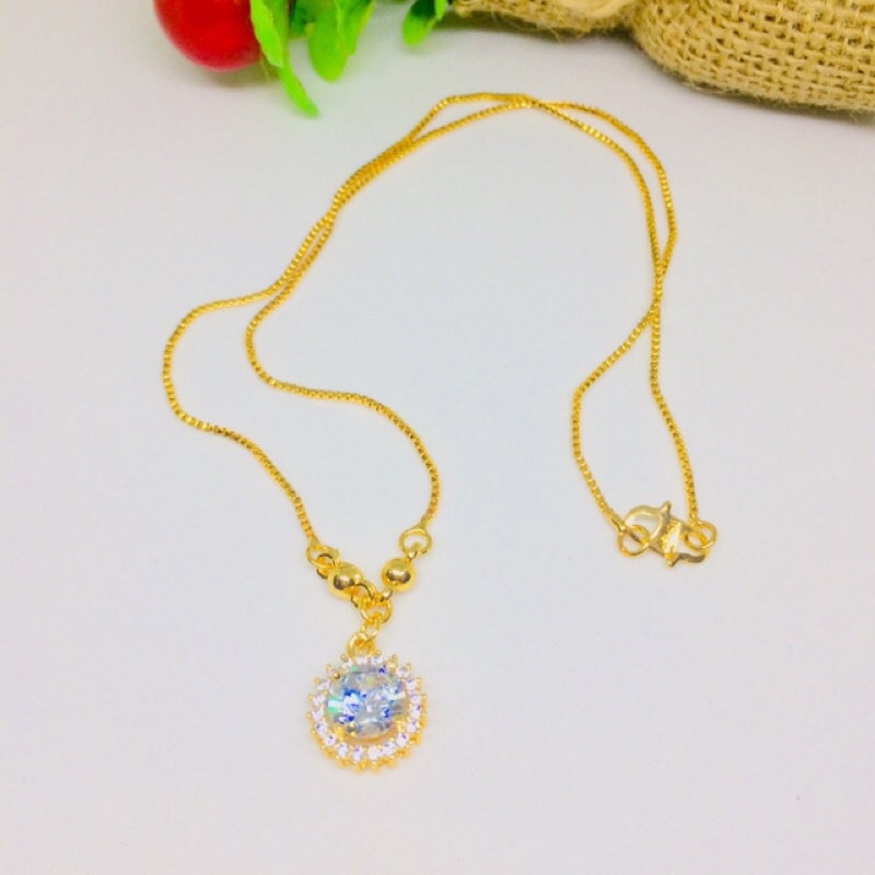 Kalung xuping liontin Sirkon bulat