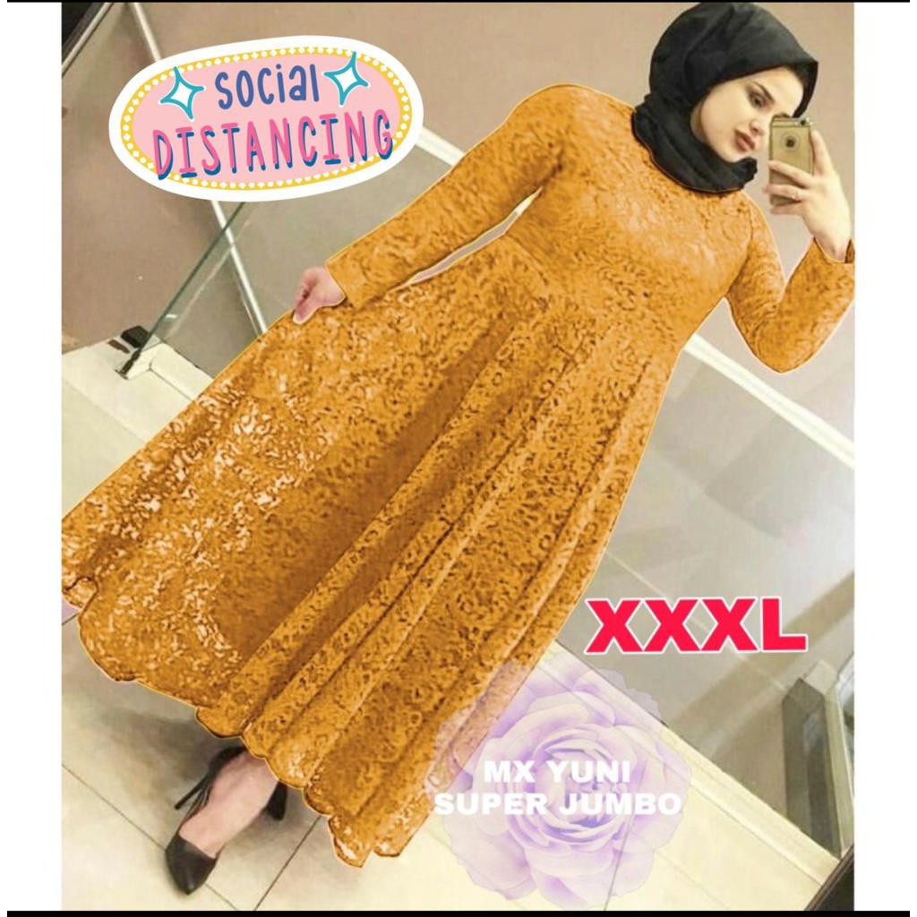 (JAMIN REALPICT) GAMIS YUNI SUPER JUMBO XXXL BUSUI BIGSIZE MAXI DRESS MUSLIM BRUKAT TULANG TIMBUL