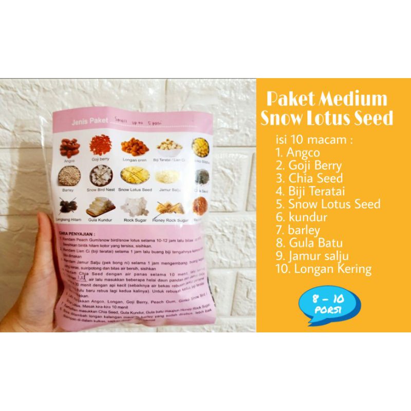 

Paket Lengkap Snow Lotus seed collagen Dessert komplit untuk 8-10 orang