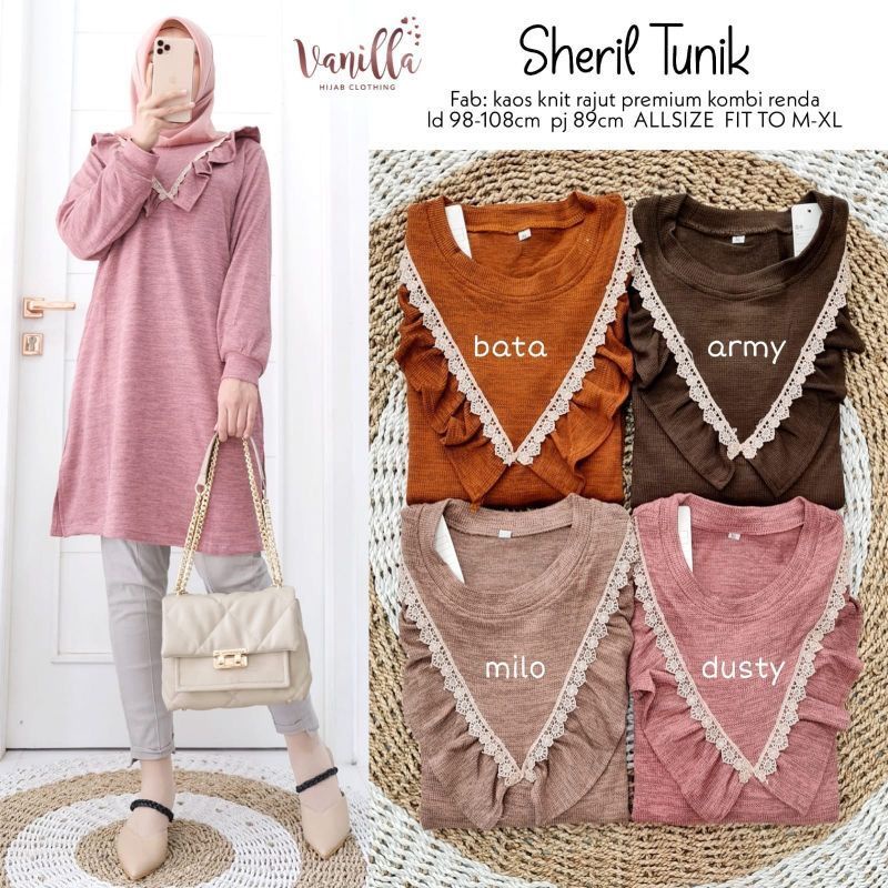 Sheril Tunik - Tunik Knit Rajut Premium Renda LD98+ Melar / R.5 -  282-6161