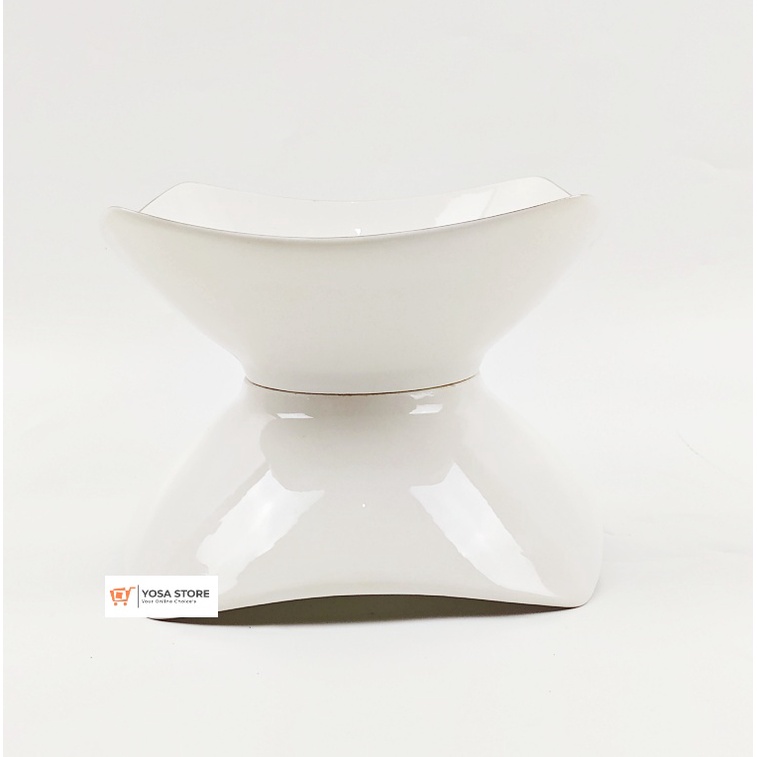 Mangkok Keramik Segi Empat Putih Polos - 1 Pcs