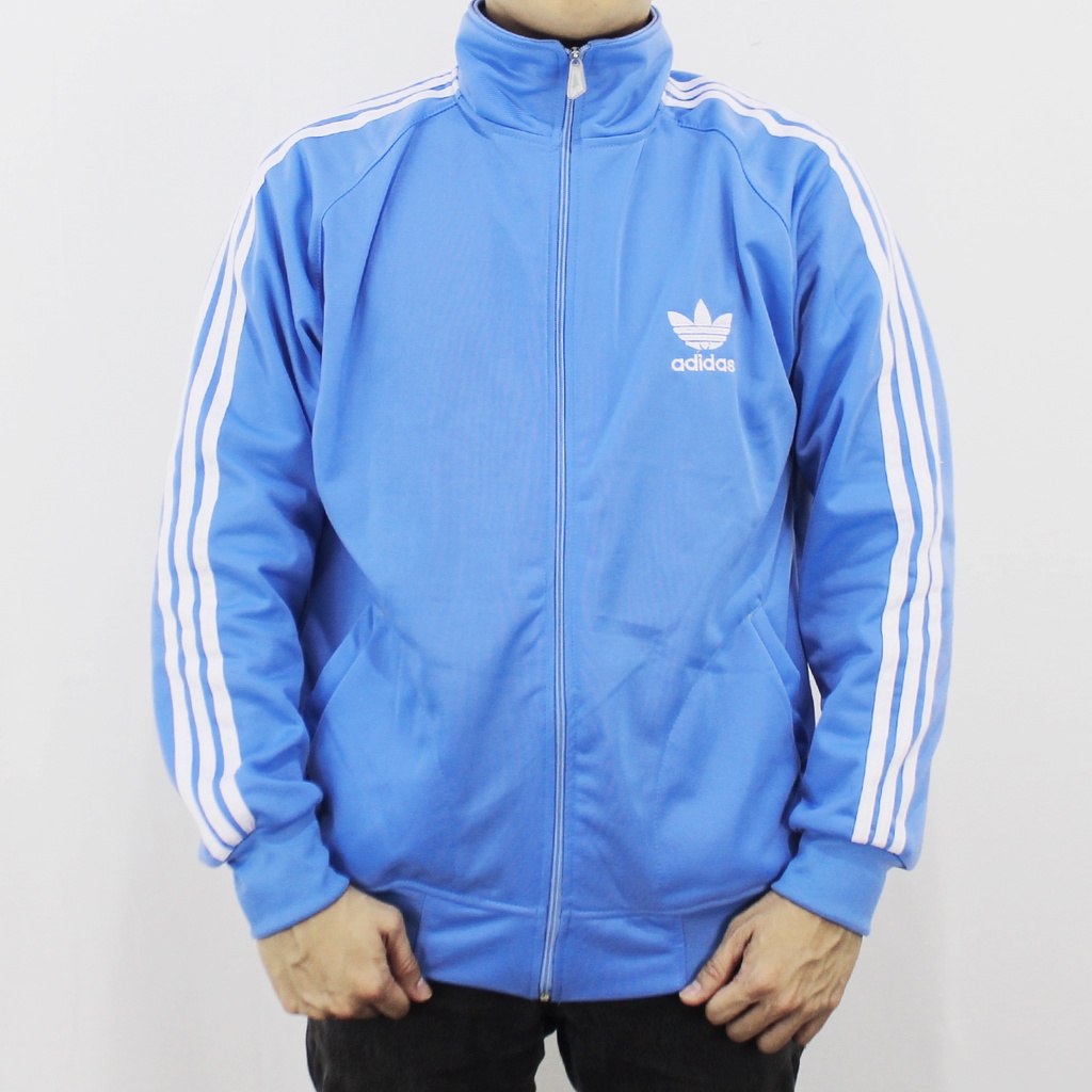 JAKET ADIDAS FIREBIRD BIRU LANGIT LIST HITAM SIZE M L XL XXL XXXL  - JAKET FIREBIRD ADIDAS - JAKET OLAH RAGA - TRAINING - JAKET RUNNING - SWEATER RUNNING PRIA - WANITA - UNISEX