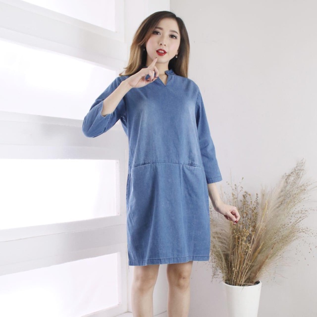 VOUZY || Cony Denim Dress / Dress Jeans Lengan Panjang / Dress Jeans Wanita / Dress jeans murah