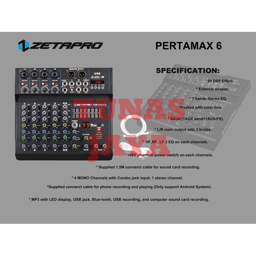 MIXER AUDIO ZETAPRO PERTAMAX 6 - PERTAMAX6 ORIGINAL 6 CHANNEL