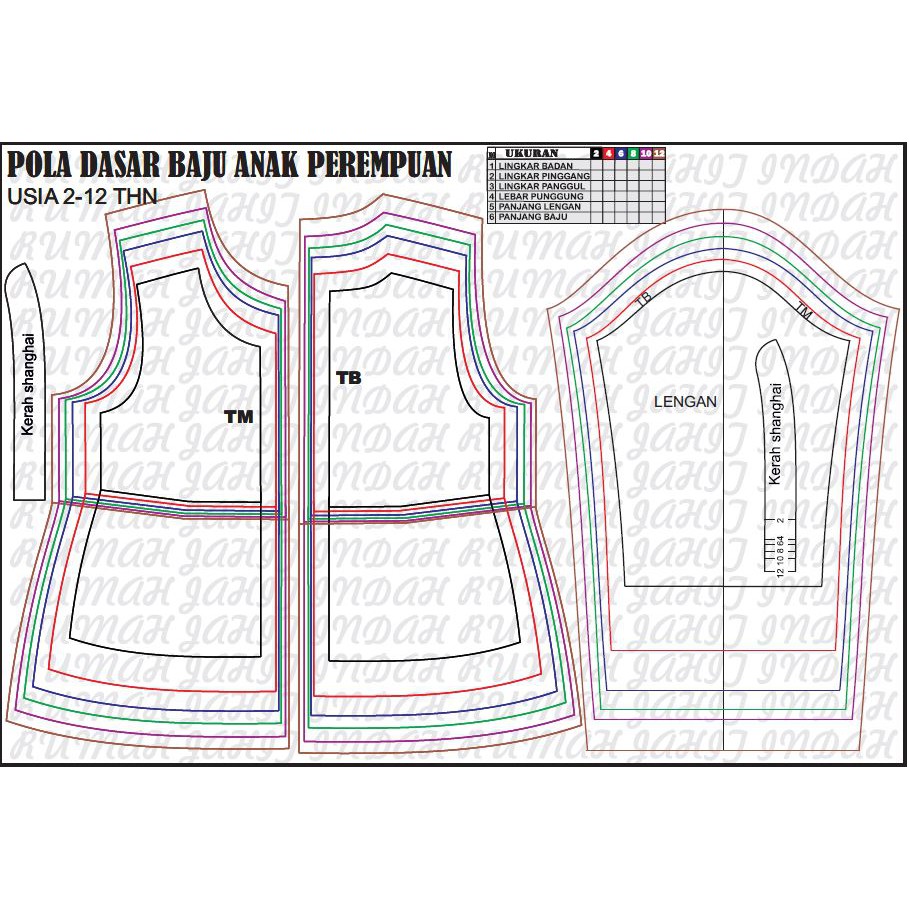  Pola  baju  pola  jahit POLA DASAR BAJU ANAK  PEREMPUAN Ukuran 