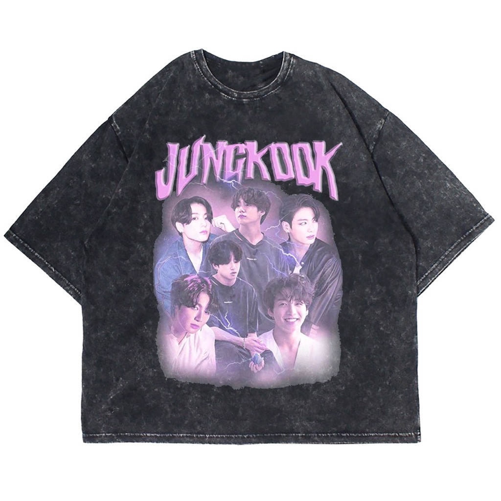 KAOS OVERSIZE JUNGKOOK BTS LIFE GOES ON WASHING VINTAGE TEE ( WASHING T-SHIRT )